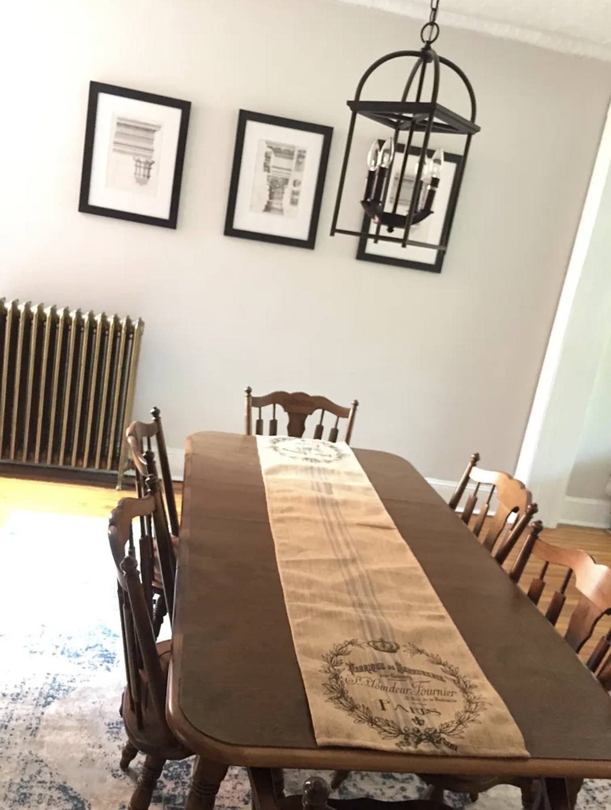 Dining room table with pendant light